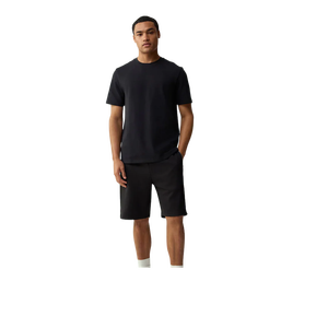 T-shirt en coton noir pour homme, manches courtes, col rond, coupe classique, jersey décontracté, couleur unie, design simple - Product Image 1