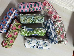 Handmade quilted cotton pencil pouch fabric <b>pen</b> case organizer <b>colorful</b> washable makeup brush holder stationery bag gift - Product Image 2
