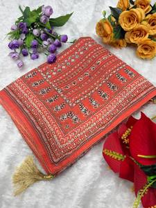Colección de Sarees de Diseño Estilo Bollywood, Georgette Sintético Suave, Sin Arrugas, Impresión Digital, Hermoso Trabajo con Espejos Reales KATDANA - Product Image 6