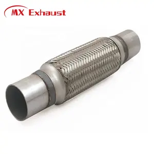 Factory Supply Automobile Car Exhaust Flex Pipe Stainless Steel Muffler Flexible Pipe with Welded Nipple