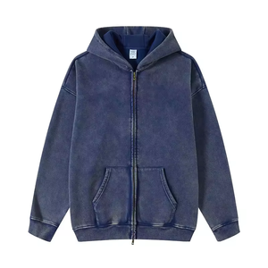 Sweat à capuche zippé vert olive délavé sur mesure pour homme, coupe oversize à épaules tombantes, style vintage streetwear - Product Image 4