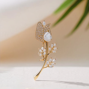 White Crystal Alloy Brooch Pin for Wedding & Engagement - Product Image 2