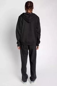 Men's <b>Black</b> Hooded Zip-Up Sweatshirt Regular Fit Casual Autumn Wear Breathable Solid Color Cotton Fleece <b>Hoodie</b> - Product Image 2