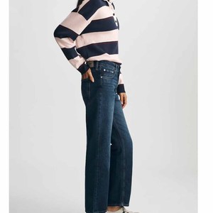 Jean en denim skinny tendance pour femme, taille haute, coupe mom, extensible, écologique, imperméable, respirant, 100 % coton, été, logo personnalisé - Product Image 3