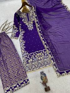 Ensemble élégant traditionnel d'été en coton Kurta Palazzo pour femmes, style Bollywood, 3 pièces, tenue indienne pakistanaise pour fêtes et mariages Antra - Product Image 1