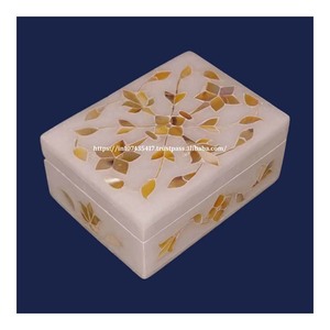 No. 1 Quality Marble Luxury Jewelry Boxes Handmade Polished Gold with Mother of Pearl Inlay <b>Gift</b> <b>Box</b> for Necklaces <b>Earrings</b> - Product Image 2