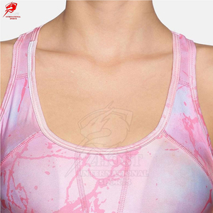 Soutien-gorge de sport dos nageur à maintien élevé pour femme, avec coussinets amovibles, imprimé marbre rose, en Spandex/Nylon sans couture, pour le yoga et les entraînements en salle de sport - Product Image 4
