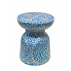 Mesa de Centro Decorativa de Lujo con Incrustaciones de Nácar Hechas a Mano, Diseño Floral, Redonda, con Incrustaciones de Hueso - Product Image 4