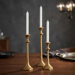Antique <b>Brass</b> Taper Candle <b>Holder</b> Luxury Vintage Table Centerpiece for Home Interior Wedding Festival Hotel and Gift Collection - Product Image 6
