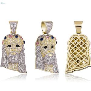 Pendentif Tête de Jésus Micro-Pavé avec Diamants de Laboratoire, Style Hip-Hop, en Argent Sterling 925, Style Rappeur, Unisexe - Product Image 6