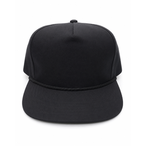 Custom High-profile Golf Rope Cap Snapback <b>Hat</b> 5 Panel Embroidery Logo <b>Flat</b> Brim Classic Golf Cap Plastic Closure - Product Image 1