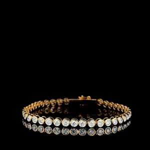 Bracelet tennis en or jaune 14 carats avec diamants naturels taille brillant sertis clos |   Certifié IGI |   Bijoux fins pour femmes, marché européen - Product Image 2