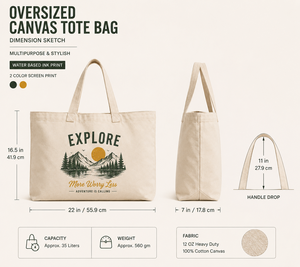 Oversized 12oz Cotton <b>Canvas</b> <b>Tote</b> Bag Large Capacity Reusable Shopping Beach Travel Grocery Bag Custom Logo Print - Product Image 2
