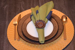 Flower Shape Brass Napkin <b>Ring</b> 4.5cm Width Vintage Table Decoration Party Use - Product Image 2