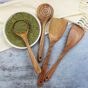 Espátula y cucharas de madera Utensilios de cocina de madera cómodos y suaves para cocinar Juego de herramientas con mango de Madera Suave - Product Image 5