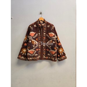 Uzbek <b>Women</b> Hand Embroidered Knitted Floral Pattern Stand Collar Full Sleeve Autumn Outdoor Cotton Lining High Quality <b>Jacket</b> - Product Image 2