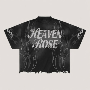 Ensemble 2 pièces streetwear homme : T-shirt court oversize et short, motif graphique vintage grunge, ourlet déchiré, strass, vente en gros - Product Image 4