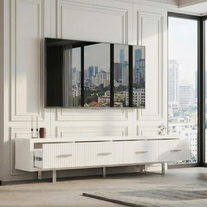 Mobile TV Bianco Lucido 200x35x45 cm, Elegante e di Grandi Dimensioni - Product Image 2