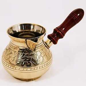 Cafetière turque traditionnelle en cuivre gravé Ibrik Cezve avec poignée en métal pour cuisinière - Product Image 5