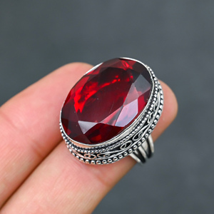 Gorgeous Hot Selling Trendy Modern Red <b>Garnet</b> Gemstone <b>Ring</b> Solid 925 Sterling <b>Silver</b> Handmade Jewelry Wholesale Factory - Product Image 3