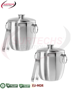 Surtechs 2 Liter Ice Bucket with Serving Tongs Stainless Steel Double Wall Insulated Ice Holder <b>Bar</b> Accessories Durable Set - Product Image 4