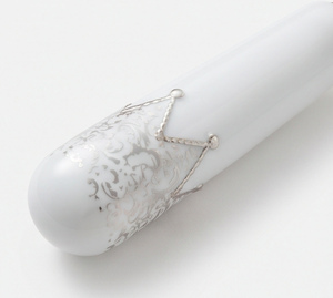 Elegante cuchillo y espátula para servir pasteles de acero inoxidable con mangos acrílicos para bodas y eventos. - Product Image 2