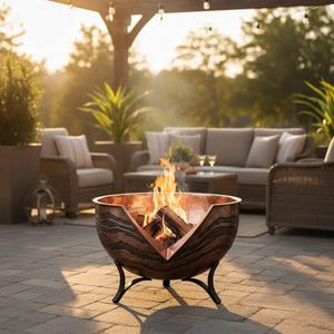 Handmade Copper <b>Fire</b> Pit Hammered Copper <b>Fire</b> Bowl <b>Outdoor</b> Patio <b>Fire</b> Pit Backyard Wood Burning <b>Fire</b> Feature Luxury Garden - Product Image 2