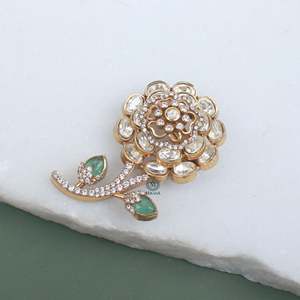 Darsha Gold Plated Moissanite Designer Brooch Pin-Crystal Rhinestone Animal Number Letter - Product Image 2