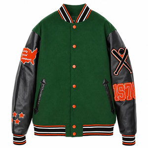 Chaqueta Varsity Negra para Hombre con Mangas de Cuero, Bordada con el Número 1978, Chaqueta Bomber de Béisbol, Resistente al Viento, para Invierno - Product Image 6
