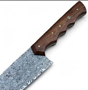 Couteau de chef artisanal en acier Damas avec manche en bois de noyer, outil de cuisine - Product Image 3