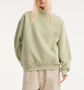 Women's Hip Hop Style Long Oversized Sweatshirt Warm <b>100</b>% Cotton Plush Fleece for Winter Hoodies - Product Image 1