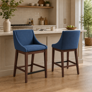 Modern Blue Upholstered Counter Chair with Bar <b>Stool</b> for Kitchen Island <b>Dining</b> Room Upholstered Counter Chair - Product Image 4
