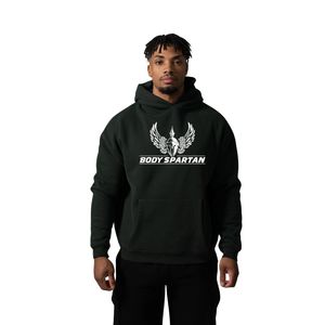 Sweat-shirt à capuche vert foncé pour homme, en molleton épais, à manches longues, décontracté, athlétique, streetwear, vêtements d'entraînement - Product Image 1