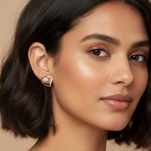 ต่างหูทองคำแท้ 14K รูปหัวใจประดับเพชรแล็บโกรว์ ดีไซน์หัวใจเปิด เหมาะสำหรับใส่ทุกวันและงานปาร์ตี้ ของขวัญสำหรับแฟนสาว - Product Image 5