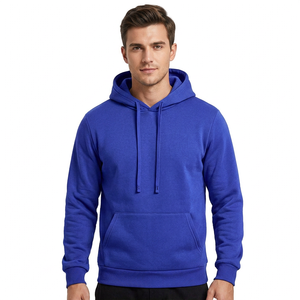 Sudadera con capucha azul personalizada para hombre, corte regular, 100% algodón polar, informal, con bolsillo, para otoño. - Product Image 1