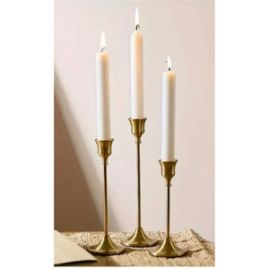 Elegant Brass Finish Candle Stand Metal <b>Tall</b> Tapered <b>Candlestick</b> Holder for Romantic Dinner Party Event Decorative Centerpiece - Product Image 4
