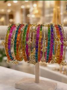 Bracelets en perles plaqués argent/or, couleurs et tailles personnalisées, très demandés, pour femmes, style traditionnel indien/pakistanais, mariage kashmiri - Product Image 2