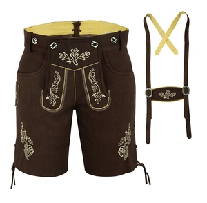 Pantalon bavarois personnalisé en gros Lederhosen cuir véritable personnalisé court Lederhose pour hommes - Product Image 1