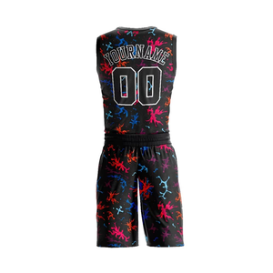 Custom Black <b>Paint</b> Splash Basketball Uniform Set OEM ODM Manufacturer Personalized Team Jersey and Shorts Sublimated Mesh Sports - Product Image 2