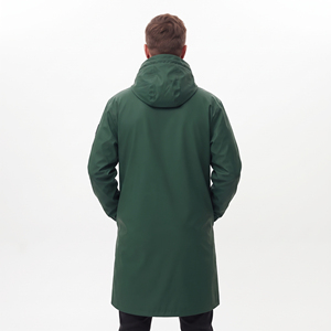 <b>Men</b> Long Hooded <b>Trench</b> <b>Coat</b> Waterproof Outerwear With Pockets Zipper Closure Front Logo Print Windbreaker Hooded <b>Coats</b> - Product Image 4