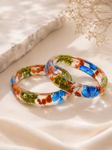 Contemporary Handmade Resin Butterfly Bangle <b>Bracelet</b> with <b>Crystal</b> Clear Finish Party Fashion Accessory for Women - Product Image 5
