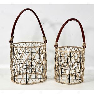 Coastal <b>Net</b> Woven Seagrass Lantern Candle Holder Hanging Cylinder Lanterns Garden Glass Candle Holder <b>Light</b> Interior Decor - Product Image 4