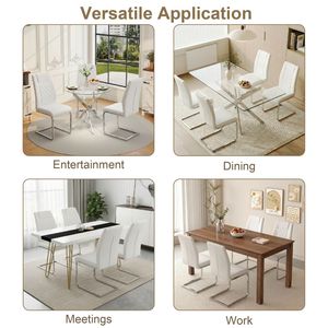 Juego de 4 Sillas de Comedor Modernas con Respaldo Alto, Tapizadas en Cuero PU con Patas Plateadas, Muebles para Cocina - Product Image 6