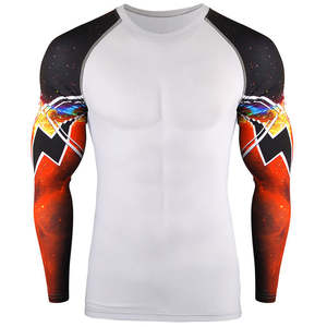 Camiseta Deportiva de Manga Corta para Hombre, Transpirable, de Secado Rápido, con Protección UV, para Yoga, Gimnasio, Running, MMA, en Malla, Compresión, Spandex/Poliéster - Product Image 2