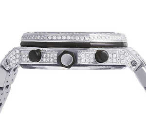 BOJ A.P. Montre de luxe pour homme, noire, à 3 boutons, mouvement à quartz japonais, en alliage d'acier inoxydable et verre, avec moissanite, 41 mm, bracelet 20 mm - Product Image 5