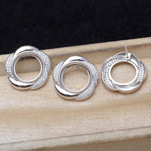 Ensemble de pendentif en coquille de cheval en argent S925 et porte-boucles d'oreilles en forme de rose, accessoire de bricolage JG6093 13,6-13,8 mm, trouvailles de bijoux - Product Image 2