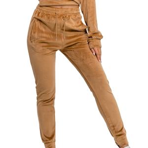 Ensemble de survêtement contemporain en velours uni, sweat à capuche court zippé, pantalon large en molleton décontracté, style Y2K streetwear, tenue d'hiver - Product Image 4