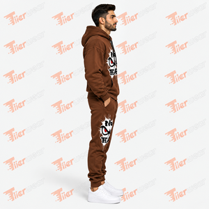 Conjunto de Sudadera con Capucha y Pantalones Deportivos para Hombre, Color Marrón, Algodón, Felpa Francesa, Ropa Deportiva Informal, Diseño Estampado, Ropa Deportiva para Otoño - Product Image 3