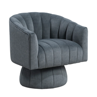 Fauteuil individuel scandinave OEM en mélange de coton, dossier capitonné, accoudoirs évasés, bois massif, mousse haute résilience, ergonomique