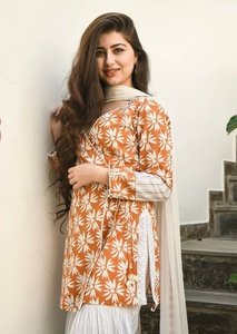 Nuevo Conjunto de Kurti de Algodón con Cuello en V y Manga Larga, Estilo Línea A, Largo hasta el Suelo, para Mujer, Verano 2024 - Product Image 3